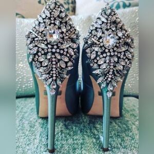 Badgley Mishka turquoise wedding heels